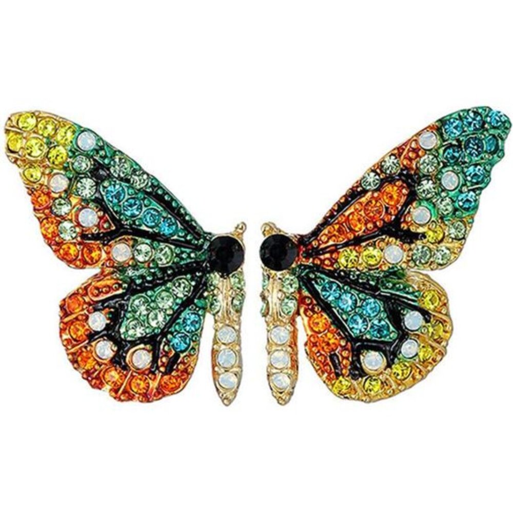 🦋 Flutter-by Rhinestone Earrings in Red